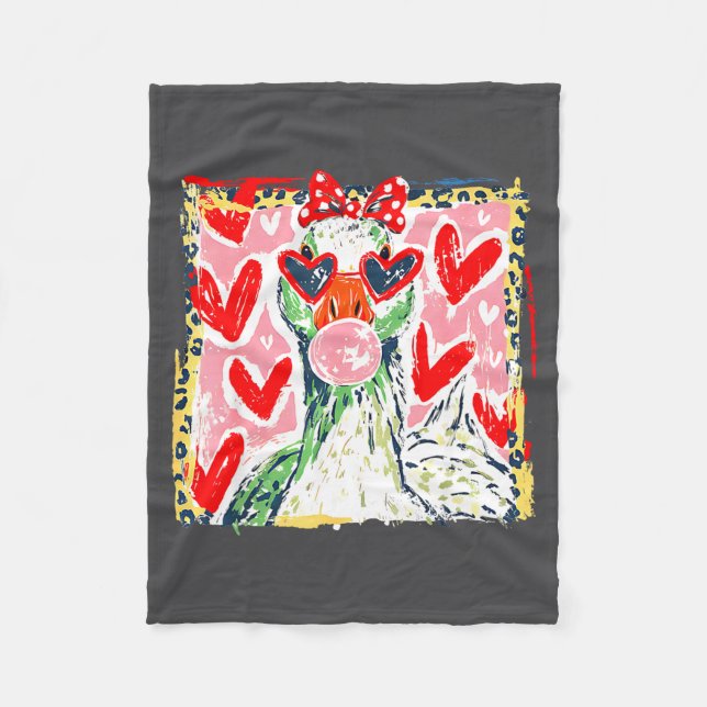 Leopard Valentine's Day Goose Funny Cute Goose Hun Fleecedecke (Vorderseite)
