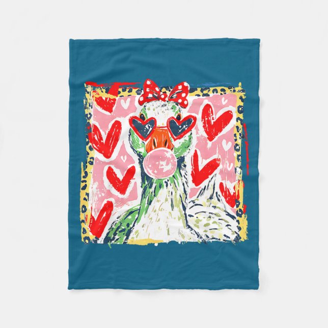 Leopard Valentine's Day Goose Funny Cute Goose Hun Fleecedecke (Vorderseite)