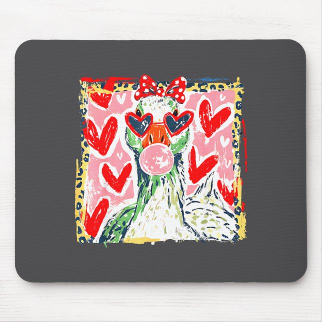 Leopard Valentine's Day Goose Funny Cute Goose Hun Mousepad (Vorne)