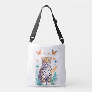 Leopard Vector Butterfly Adorable Fun Animal Tragetaschen Mit Langen Trägern