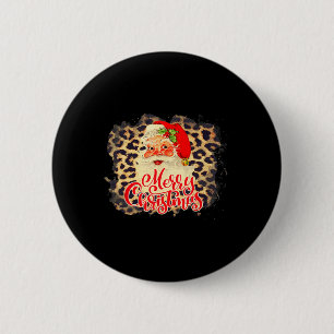 Leopard Vintag Santa Merry Weihnachtsmann Button