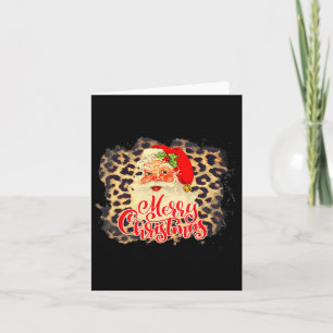 Leopard Vintag Santa Merry Weihnachtsmann Karte