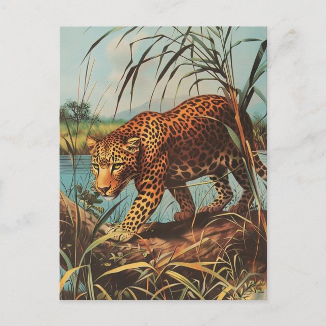 Leopard Vintage  Postkarte (Vorderseite)