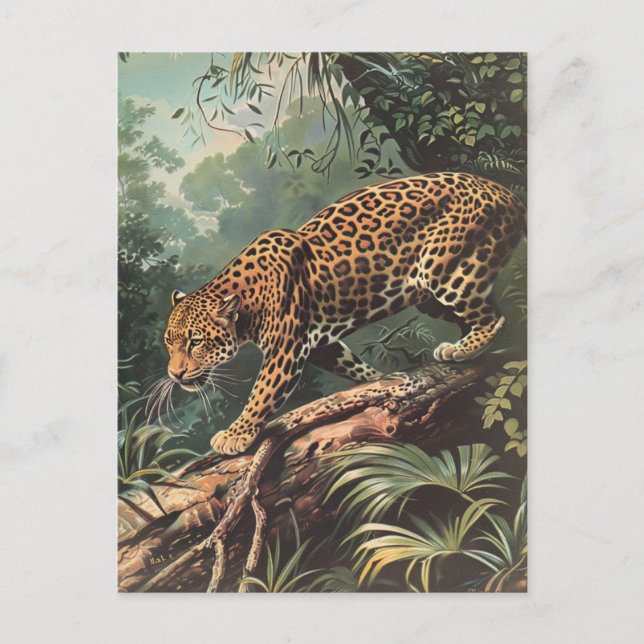 Leopard Vintage  Postkarte (Vorderseite)