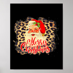 Leopard Vintage Santa Frohe Weihnachten Santa Clau Poster