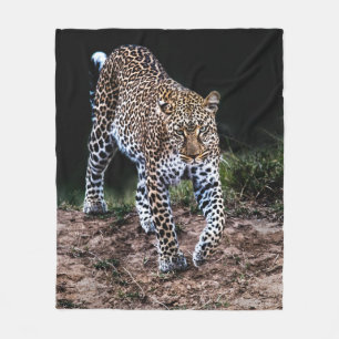 LEOPARD WALKING IN WILD FLEECEDECKE