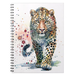 Leopard Walking Paint Splatter Watercolor Notebook Notizblock