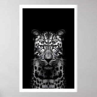 Leopard Wall Art Black and White Photography Poster