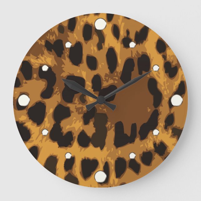 Leopard-Wandklemme Große Wanduhr (Vorderseite)