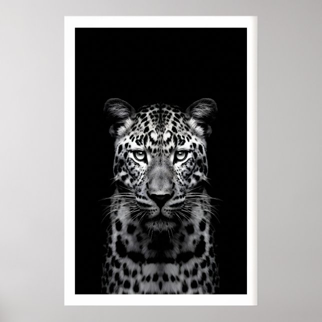 Leopard-Wandkunst Schwarz-Weiß-Fotografie Poster (Vorne)