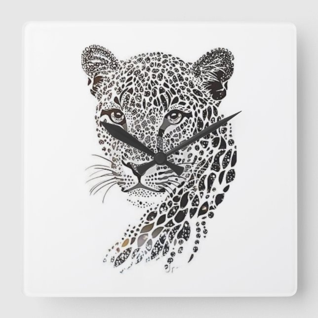 Leopard Wanduhr – Wilde Eleganz und Modernität (Vorderseite)
