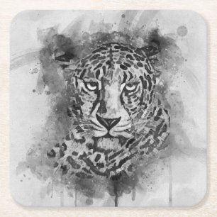 Leopard Watercolor-Untersetzer Rechteckiger Pappuntersetzer