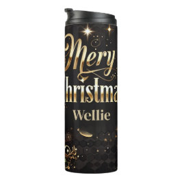 Leopard Weihnachts Gold Personalisierter Tumbler Thermosbecher