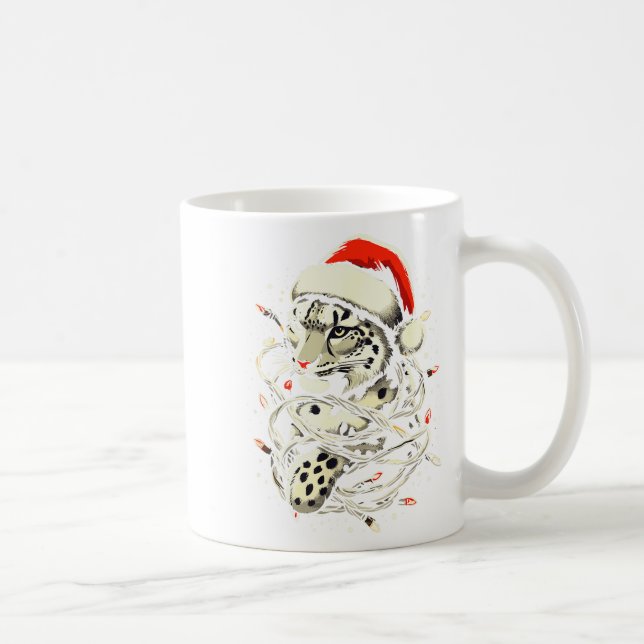 Leopard-Weihnachts-Santa-Hut Weihnachtslichter Fra Kaffeetasse (Rechts)