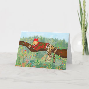 Leopard Weihnachtskarte Karte