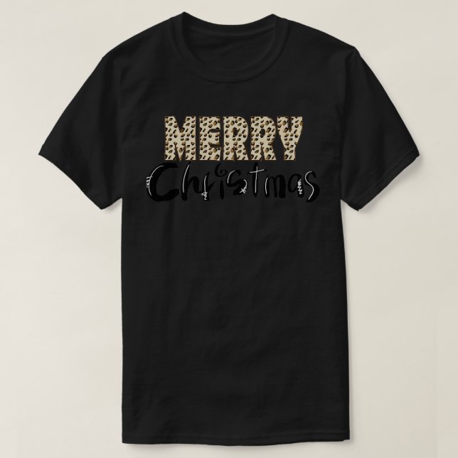Leopard-Weihnachtszeichen T-Shirt (Design vorne)