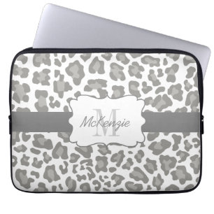 Leopard-weiße und graue Neopren-Laptop-Hülse Laptopschutzhülle