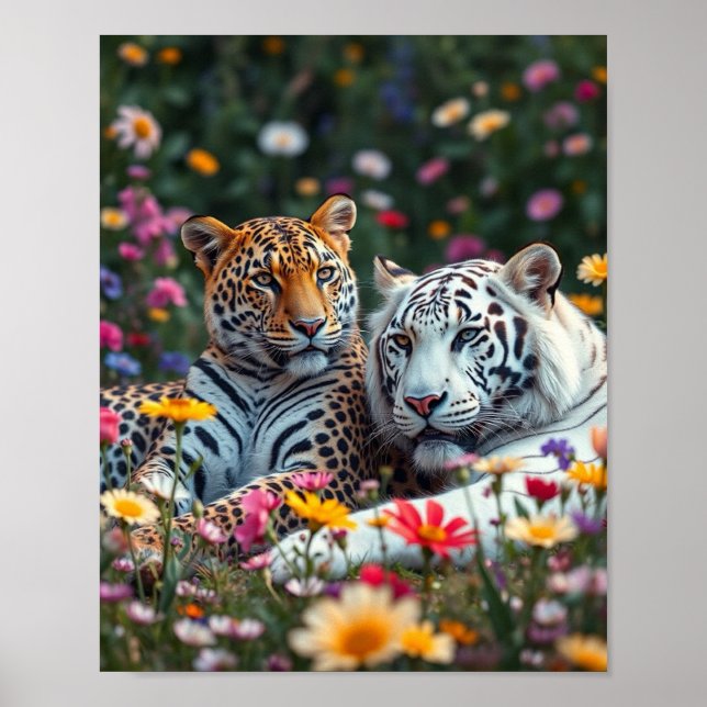 Leopard/White Tiger Poster (Vorne)