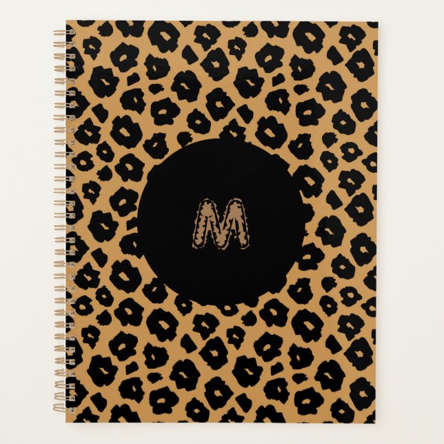 Leopard Wild ANIMAL DRUCK + Monogramm Planer (Vorderseite)
