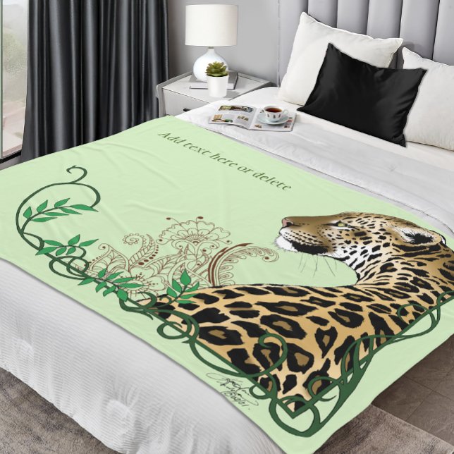 Leopard Wild Cat Green HEnna Fleecedecke (Von Creator hochgeladen)