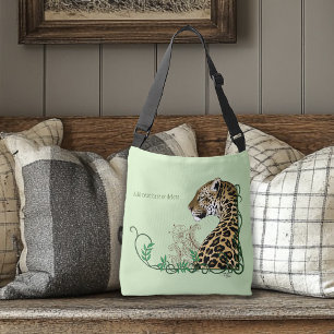Leopard Wild Cat Green Henna Tragetaschen Mit Langen Trägern