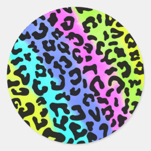 Leopard Wild Cat Rainbow Pattern, Leopard Geschenk Runder Aufkleber