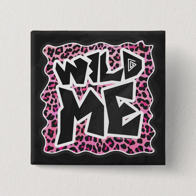 Leopard Wilde Me Schwarz und Hot Pink Design Button (Vorderseite)
