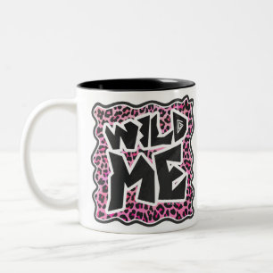 Leopard Wilde Me Schwarz und Hot Pink Design Zweifarbige Tasse