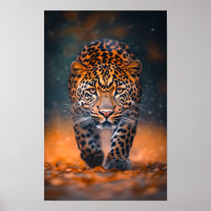 Leopard Wildtier entspannt sich in natürlicher Umg Poster