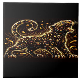 Leopard With Blue Eyes on a Bedroom Border  Fliese