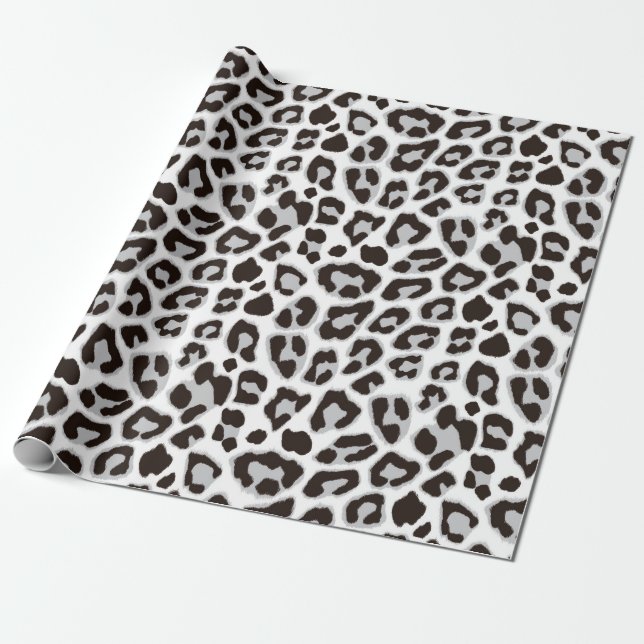 Leopard Wrapping Paper Schwarz-Weiß Geschenkpapier (Ungerollt)