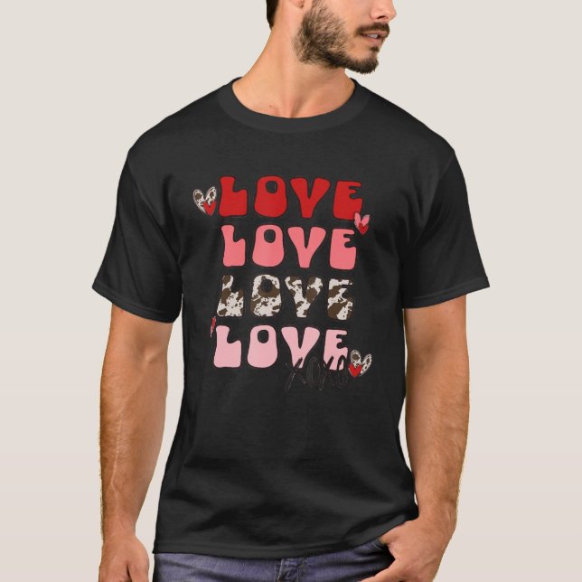 Leopard XOXO Hugs Kisses Hearts Love Valentine Che T-Shirt (Vorderseite)