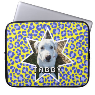 Leopard Yellow Blue Lila Dog Foto Personalisiert Laptopschutzhülle