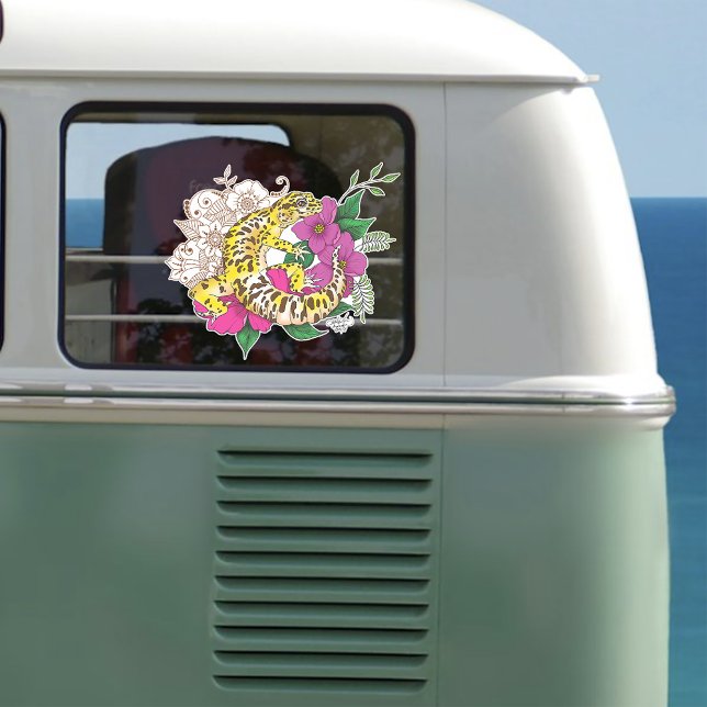 Leopard Yellow Gecko Green Aufkleber (Von Creator hochgeladen)