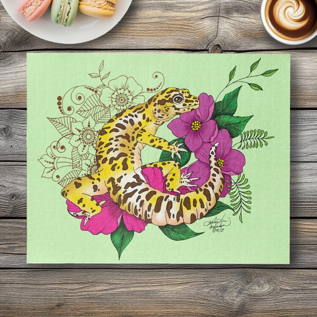 Leopard Yellow Gecko Green Puzzle (Von Creator hochgeladen)