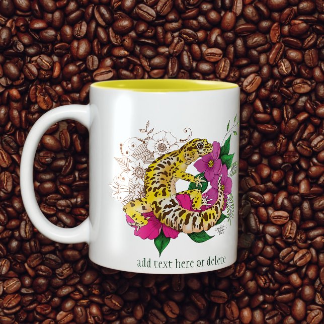 Leopard Yellow Gecko Green Zweifarbige Tasse (Von Creator hochgeladen)
