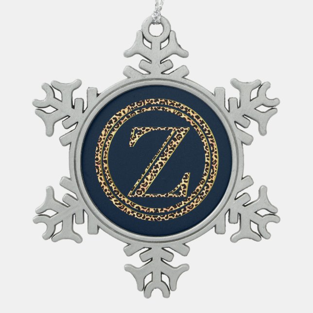 Leopard Z Schneeflocken Zinn-Ornament (Vorderseite)