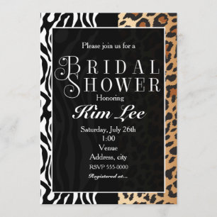 Leopard Zebra Brautparty Typografie Einladung