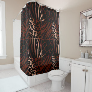Leopard, Zebra, Giraffe, Tiger Design Duschvorhang