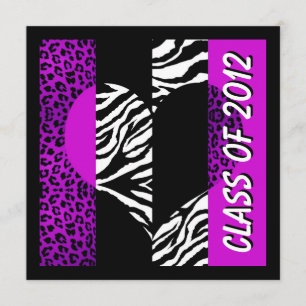 Leopard Zebra Print Lila Graduation Party Einladun Einladung