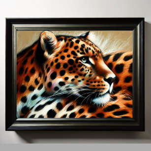 Leopard Zeichnend Hard Pastel Poster