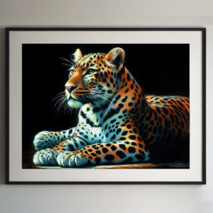 Leopard-Zeichnend Hartpastel II Poster
