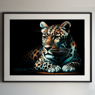 Leopard-Zeichnend Hartpastel III Poster