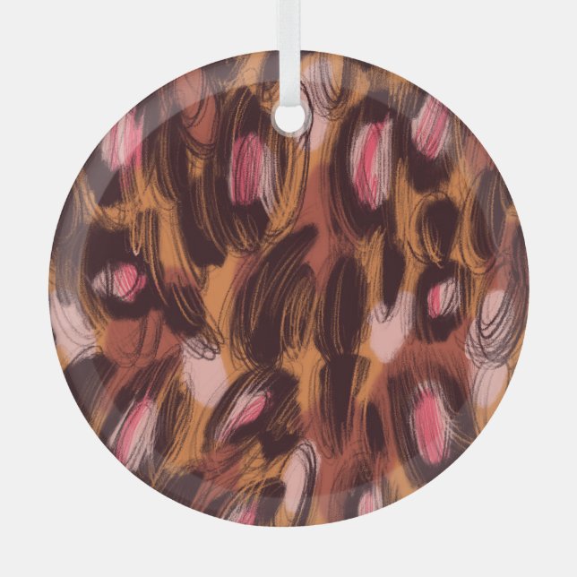 Leopard zeigt afrikanisches Tiermuster Ornament Aus Glas (Vorderseite)