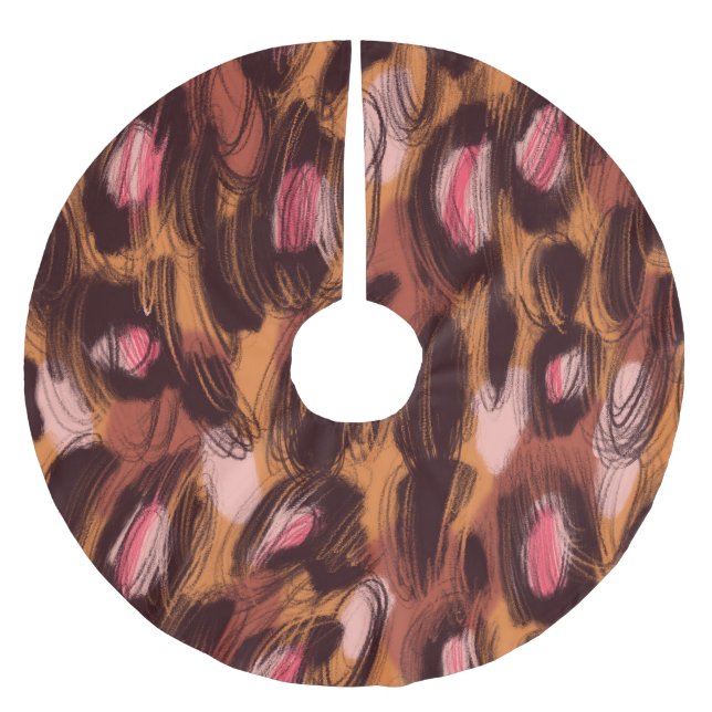 Leopard zeigt afrikanisches Tiermuster Polyester Weihnachtsbaumdecke (Vorderseite)
