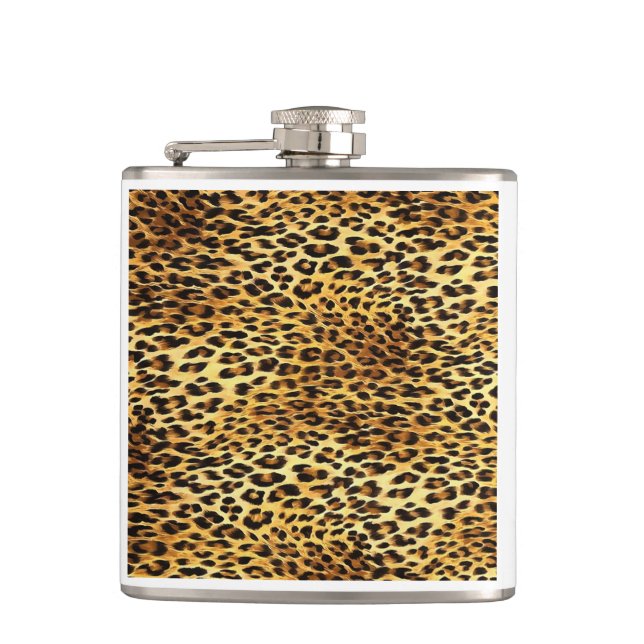 Leopard zeigt Camouflage-Mustermalerei Flachmann (Vorderseite)