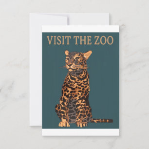 Leopard Zoo Illustration Vintage Save The Date