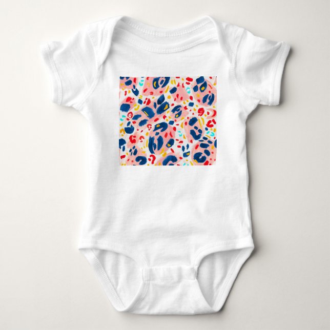 Leoparddruck: handbemalte Wasserfarbe. Baby Strampler (Vorderseite)