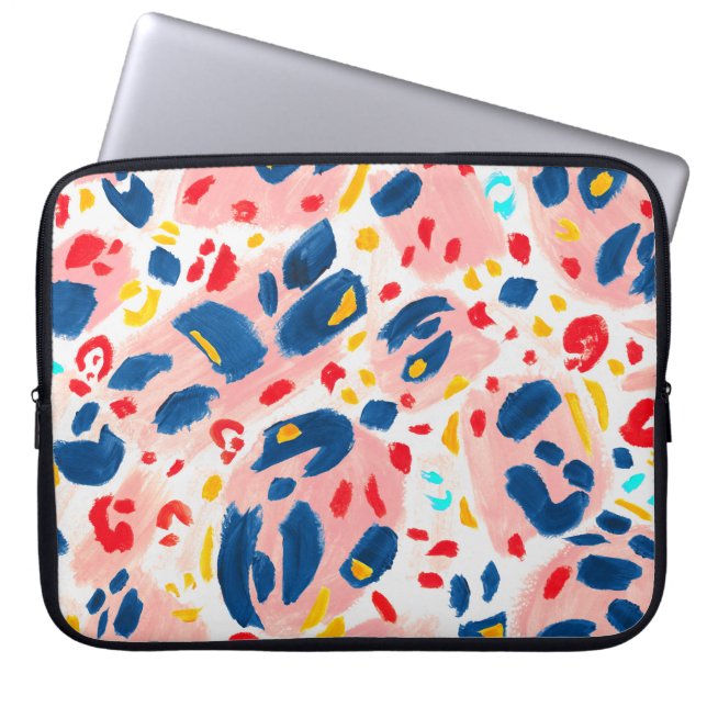 Leoparddruck: handbemalte Wasserfarbe. Laptopschutzhülle (Vorderseite)