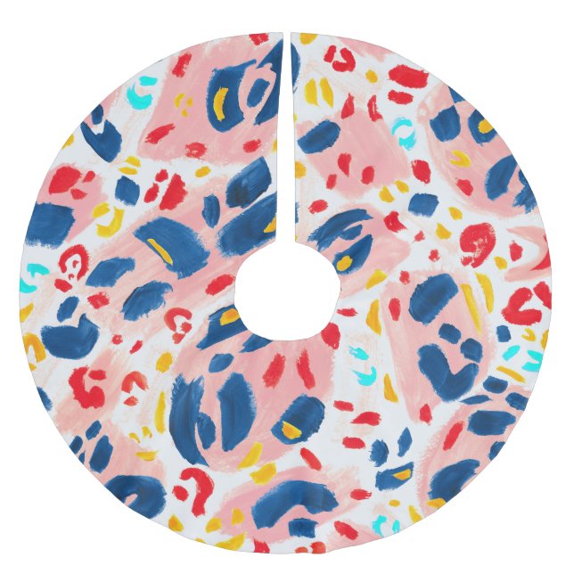 Leoparddruck: handbemalte Wasserfarbe. Polyester Weihnachtsbaumdecke (Vorderseite)